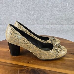 AK Anne Klein iFlex Women's Tan Snake Print Block Heel Pumps‎ Shoes 10M